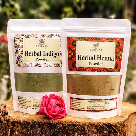 Herbal Henna & Indigo Combo For Hair Colour and Conditioning. - Taruvar Ayurveda