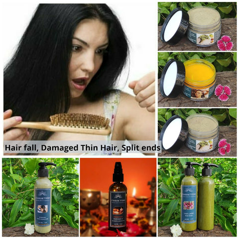 Taruvar Ayurveda - Hair Fall Control Kit For Weak, Thin, Damaged Hair and Split Ends. (6 Products, 705 Ml/gm) - Taruvar Ayurveda